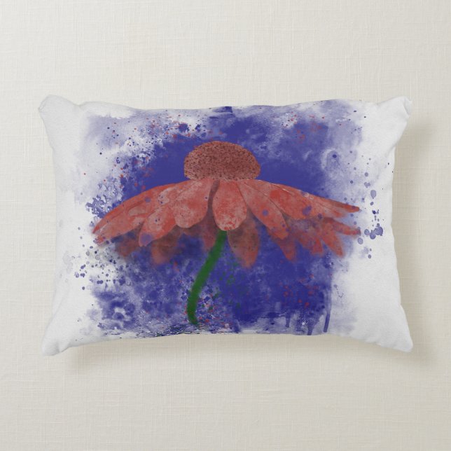 Watercolor Coneflower Accent Pillow (Front)