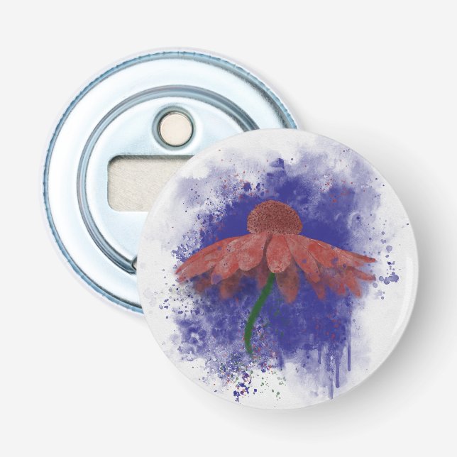 Watercolor Coneflower Bottle Opener (Front)