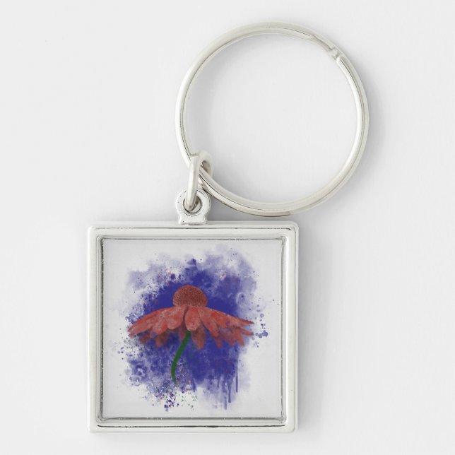Watercolor Coneflower Keychain (Front)