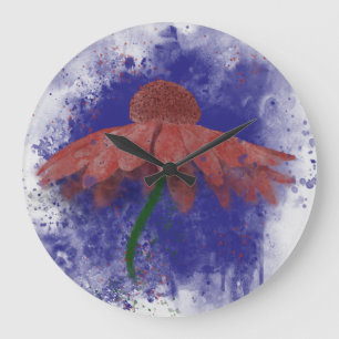 Watercolor Coneflower Large Clock