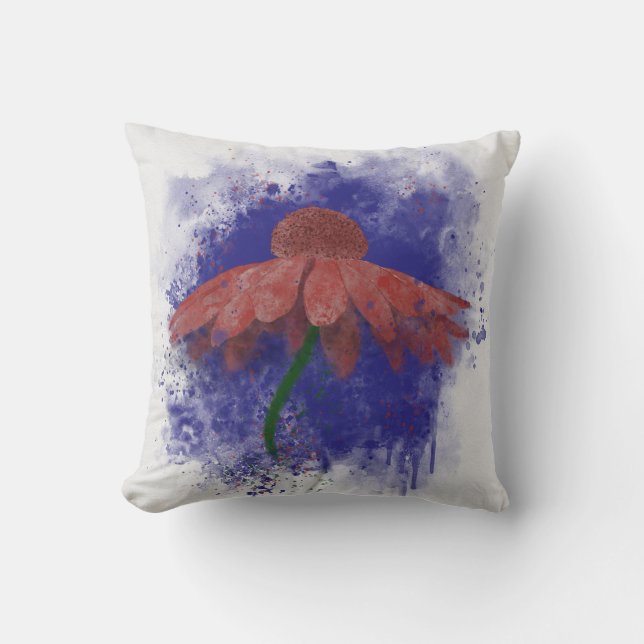 Watercolor Coneflower Throw Pillow (Front)