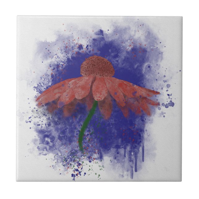 Watercolor Coneflower Tile (Front)