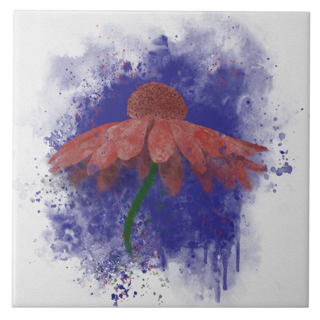Watercolor Coneflower Tile (Front)