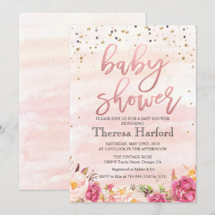 Watercolor Confetti Baby Shower Invitation