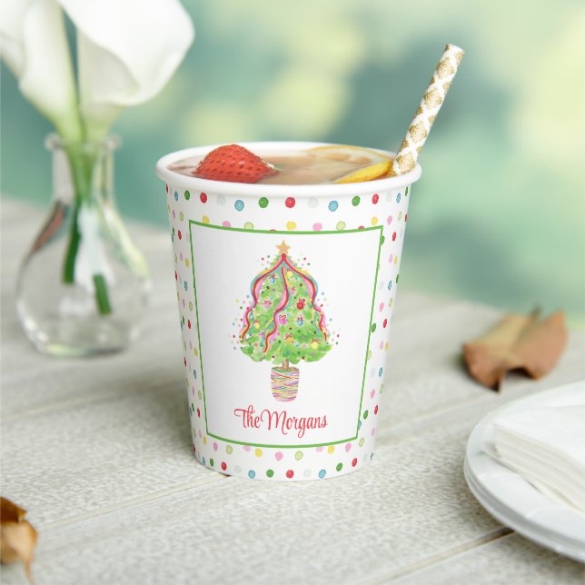 Watercolor Confetti Christmas Tree Paper Cups (Insitu)