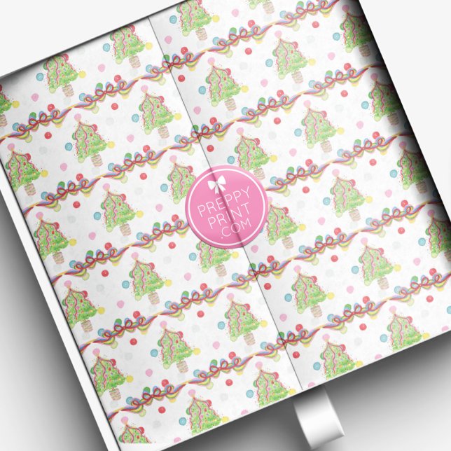 Watercolor Confetti Christmas Trees & Ribbon Tissue Paper (Creator Uploaded)