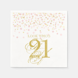 Watercolor Confetti Look Who's 21 Elegant Birthday Napkin