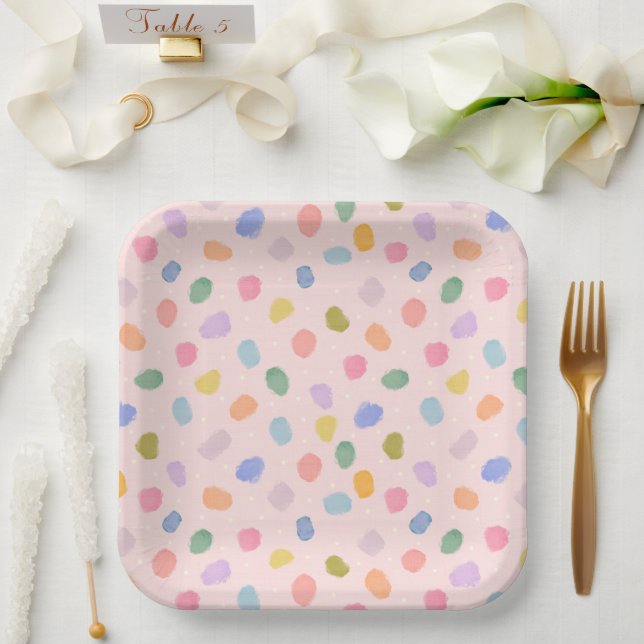 Watercolor confetti paper plate (Wedding)