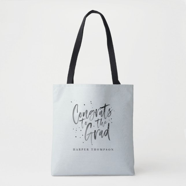 Watercolor congrats to the grad graduate tote (Front)