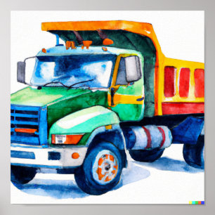 Watercolor Construction vehicle Digital Art  Poster