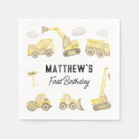 Watercolor Construction Vehicle First Birthday