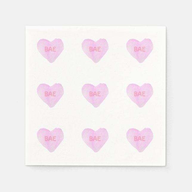 Watercolor Convo Heartz Bae Napkins (Front)