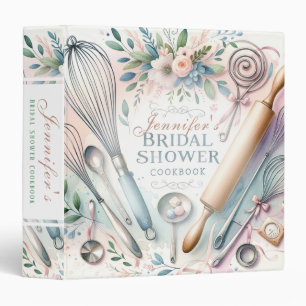 Watercolor Cooking Utensils Bridal Shower Custom Binder