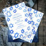 Watercolor Cool Blue Star of David Bar Bat Mitzvah Invitation<br><div class="desc">Perfect card to announce a bat mitzvah, bar mitzvah or other Jewish celebration! Hand made watercolor art for you on the front and back side! FULLY CUSTOMIZABLE! Click on “Personalize” above to edit the text. Click "edit using design tool" to adjust the fonts, colours and placements and to delete the...</div>