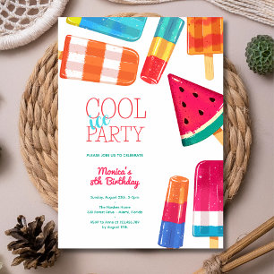 watercolor cool ice ice-cream party birthday invitation