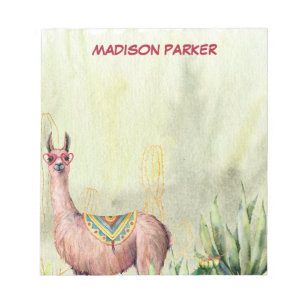 Watercolor Cool Llama  Notepad