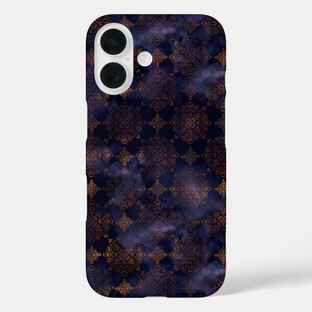 Watercolor Copper Patina Damask Pattern  Case-Mate iPhone Case (Back)