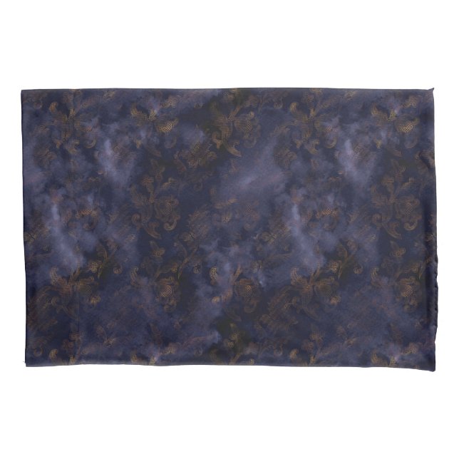 Watercolor Copper Patina Damask Pattern Pillowcase (Front)