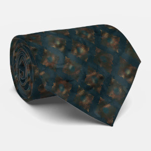 Watercolor Copper Patina Damask Pattern Tie