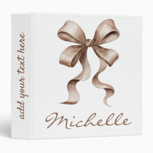 Watercolor Coquette Bow Trendy Feminine Girly Binder