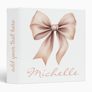 Watercolor Coquette Bow Trendy Feminine Girly Binder