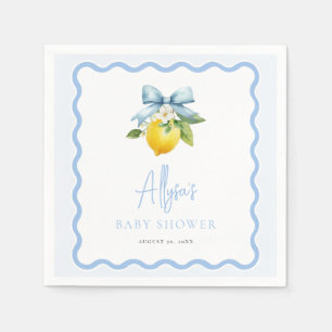 Watercolor Coquette Lemon Italian Wavy Baby Shower Napkin
