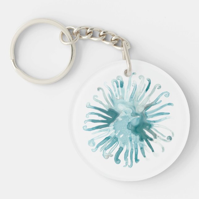Watercolor Coral - Blue 2 Keychain (Front)