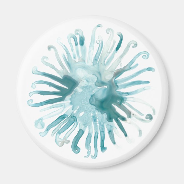 Watercolor Coral - Blue 2 Magnet (Front)