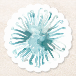 Watercolor Coral - Blue 2 Paper Coaster