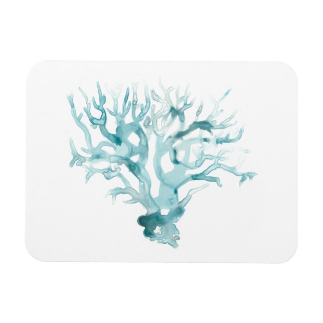 Watercolor Coral - Blue Magnet (Horizontal)
