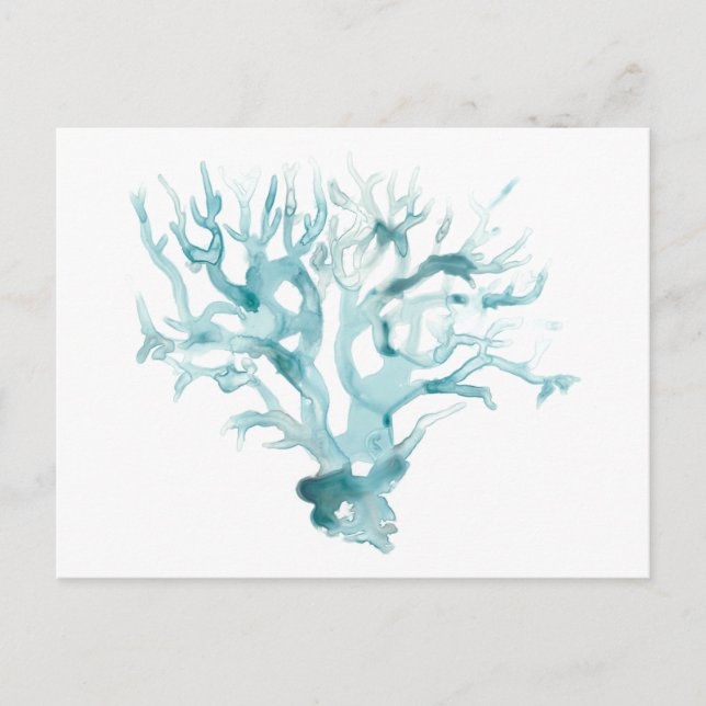 Watercolor Coral - Blue Postcard (Front)