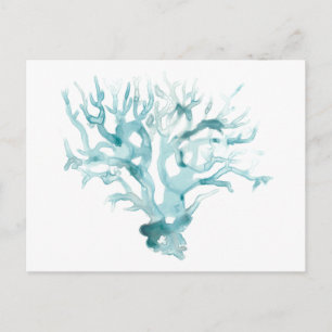 Watercolor Coral - Blue Postcard