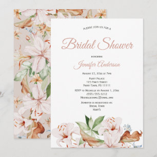 Watercolor Coral Blush Pink Floral Bridal Shower  Invitation