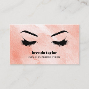 Watercolor Coral Chic Eyelash Browbar professional Business Card