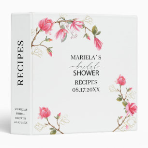 Watercolor Coral Magnolia Bridal shower Personaliz Binder