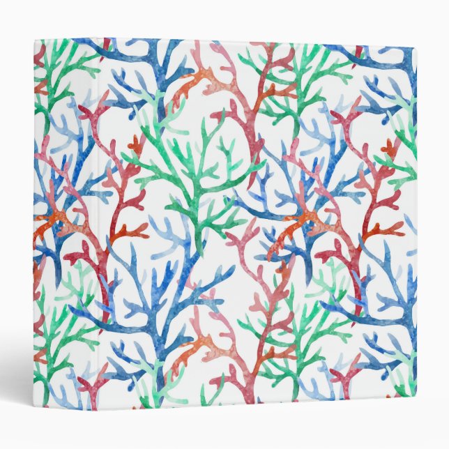 Watercolor Coral Pattern Binder (Front/Spine)