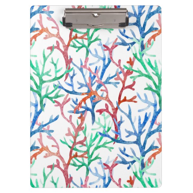 Watercolor Coral Pattern Clipboard (Front)
