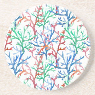 Watercolor Coral Pattern Coaster
