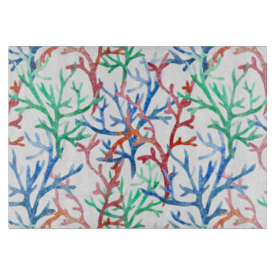 Watercolor Coral Pattern Cutting Board