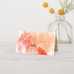 Watercolor, coral reef and confetti escort card