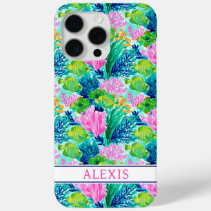 Watercolor Coral Reef Monogrammed iPhone 15 Pro Max Case