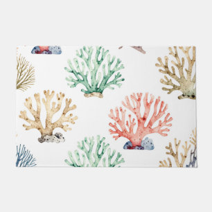 Watercolor Coral Reef Pattern Doormat