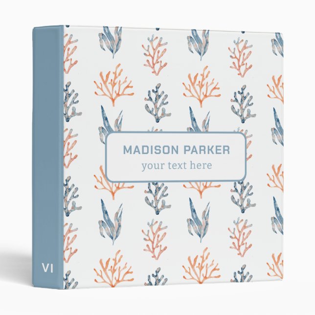 Watercolor Corals  Binder (Front/Spine)