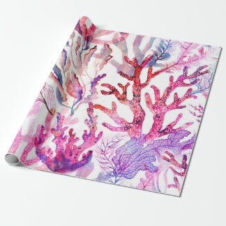 Watercolor corals. Seamless pattern with the under Wrapping Paper