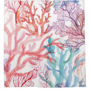 Watercolor corals: underwater world pattern.