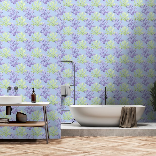 Watercolor corals wallpaper (Bathroom)