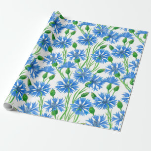 Watercolor cornflower pattern wrapping paper