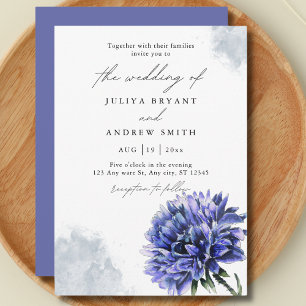 Watercolor cornflower wedding  invitation