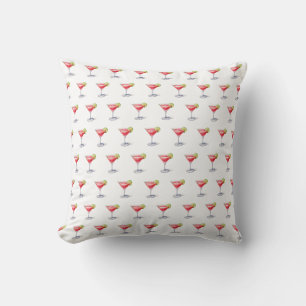 Watercolor Cosmopolitan Cocktail Drink Throw Pillow
