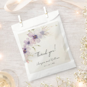 watercolor cosmos flowers wedding thank you favour bag